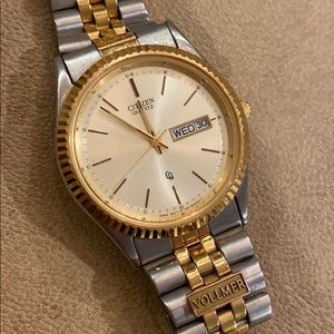 Citizen Quartz 2 Tone Stainless Day Date Watch